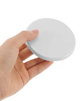 2 Pack Fire Sprinkler Cover Plates Flush Ceiling Finish No Fuss Snap Install Winter Guard white plate held in hand.