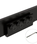 Flat Rail Connector Plate for Barn Door Track Adapter, shown in durable black finish with screws and included allen wrench