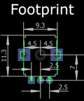Vertical PCB Mount Potentiometer Kit, 100 Pieces footprint diagram showing dimensions for 9mm pot, 15mm shaft, DIY electronics