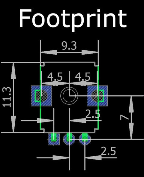 Vertical PCB Mount Potentiometer Kit, 100 Pieces footprint diagram showing dimensions for 9mm pot, 15mm shaft, DIY electronics