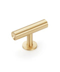 6-Pack Solid Brass Cabinet Pulls In Brushed Gold Finish, Single Hole Centers, 50mm Length, 12mm Width, 33mm Projection, Heavy Duty