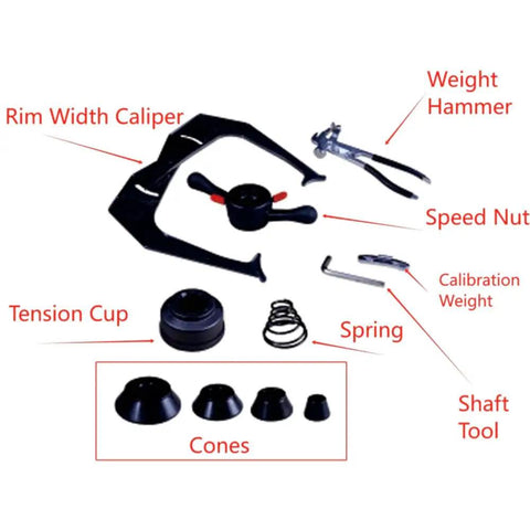 Heavy Duty Wheel Balancer Machine For 30 Inch Rims Precision Auto Tool includes rim width caliper and calibration weight.