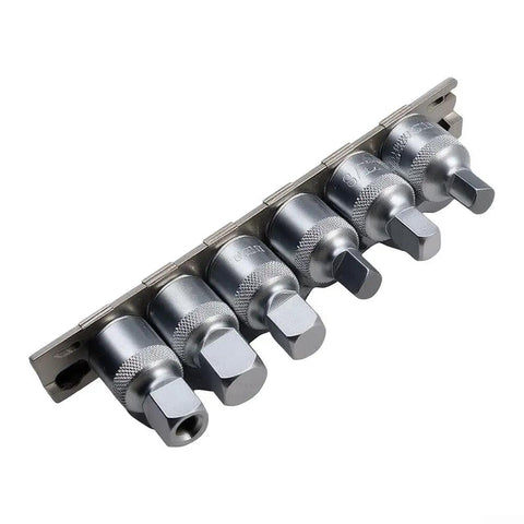 Dang Solid 6 Piece Oil Drain Socket Set With Half Inch Drive And Steel Wrench Kit Boasting 8 To 14 Millimeter Sizes for vehicle maintenance.