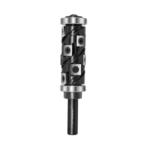 Spiral Flush Trim Router Bit, One Half Inch Shank, 65mm Cutting Length, 32mm Diameter, Top And Bottom Bearing, 12 Piece Set
