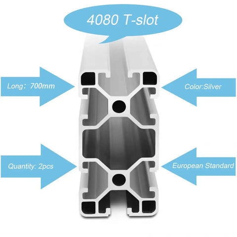 40x80 T Slot Aluminum Extrusion For 3D Printer Parts And CNC DIY Frames Silver Two 700mm Lengths with specifications