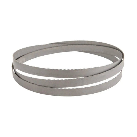 Bi-Metal 64.5 Inch Bandsaw Blade For Non-Ferrous Metals, One Half Inch Thick, 14 To 18 TPI With Raker Set Teeth, coiled view