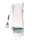 Front view of DA97-15217D Ice Maker Assembly Replacement for Refrigerator, Easy Install, white part with wiring harness.
