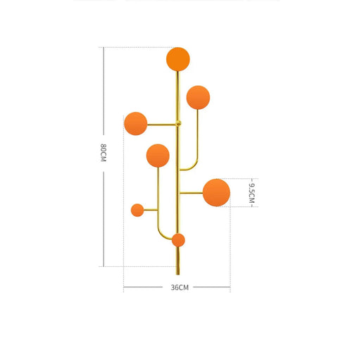 Hella Sturdy Wall Mount Coat Rack With Creative Cloak Hooks For Entryway Organization Decorative with orange hooks, 36CM x 95CM dimensions.
