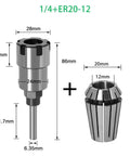 Heavy Duty 8mm 1/4 Inch 1/2 Inch Shank Engraving Rod Extension With ER Collets For Router Milling Machine High Carbon Steel components with dimensions.