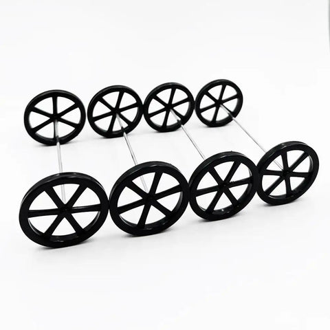 10Pcs 44Mm Model Toy Wheel Set With 5Pcs Shafts And Round Rod Axles For Diy Rc Cars Trucks And Robots Fits 2Mm Shafts Black Finish