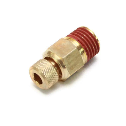 Air Compressor Drain Valve OEM Replacement Part N286039 for Porter Cable models, brass valve with red band, side view
