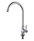 Heavy Duty Single Hole Cold Water Faucet Crafted From Solid Brass With A Shiny Chrome Finish, deck mounted for kitchen tasks.