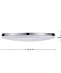 Side view of Ultra Slim 14 Inch LED Flush Mount Ceiling Light In Chrome With Frosted Shade, showing 2-inch depth and 14-inch diameter.