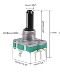 360 Degree Rotary Encoder With Code Switch And Digital Potentiometer, 5V, D Shaft 6mm, 20mm Shaft Height, 3 Signal Pins, front view