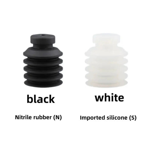 Five Layer Vacuum Suction Cup For Industrial Pneumatic Manipulator VP Series black nitrile rubber and white silicone gripper pads.