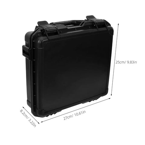 Hella Practical PP Plastic Toolbox With Secure Lock, Savage Electric Drill Carry Case, black toolbox dimensions shown