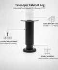 Adjustable Telescopic Cabinet Leg for Leveling Furniture on Uneven Floors Rock Solid Cold Rolled Steel Support Black Finish 1 Pack