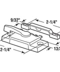 Diagram of Durable Diecast Sash Lock 2744 White Finish Single Unit For Wood Or Vinyl Windows with dimensions included.