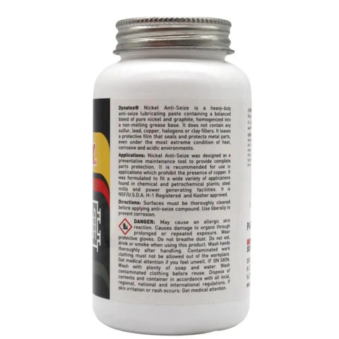 Label of Nickel Anti Seize 8 Oz Can Heavy Duty Nickel Based Paste With Graphite For Extreme Heat Corrosion And Acidic Environments No Sulfur Lead Copper Halogens 6 Pack