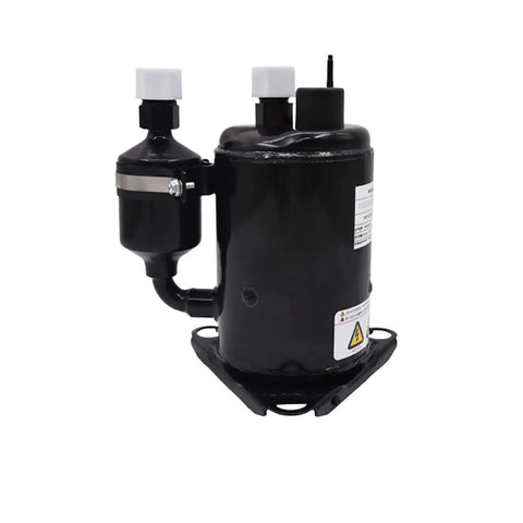 Pro Grade 72 Volt Dc Motor Ac Compressor For Ev Electric Vehicle And Heavy Duty Truck Climate Systems showing black metal housing.