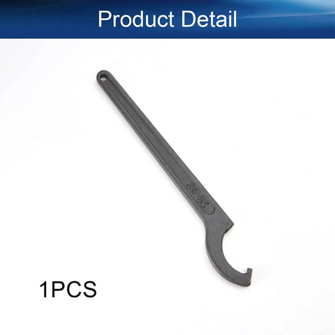 C Hook Wrench For 28-32mm Round Nut Metric Collet Chuck Spanner Heavy Duty Household Repair Tool, forged steel with nickel finish.
