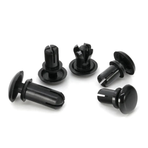 Heavy Duty Nylon Expansion Rivet Clips Self Locking Push Pin Fasteners For Auto Trim Panels, black nylon clips in various styles.