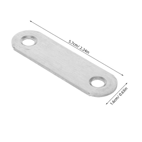 Flat Straight Brace Set 100 Pcs 2.2x0.6in Stainless Steel Shelf Brackets shown with dimensions
