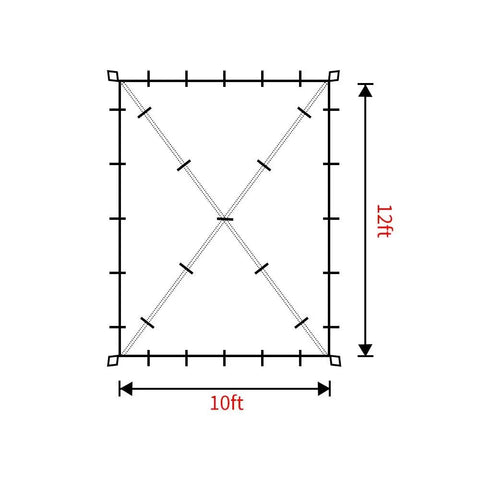 Rainfly Tarp Hammock Shelter Ultralight Waterproof Canopy For Camping with 12ft x 10ft dimensions, tie-down loops shown