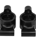 Two black CNC-machined Beefy Aluminum Alloy Rear Axle Cups for 1x10 RC Cars, Precision Fit Rear Hub Carrier Wheel Seat shown side by side.