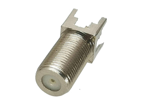 F Type TV Female Connector Solder PCB Mount RF Adapter For Coaxial Cable 50 Ohm Straight Nickel Plated Terminals 1 To 10 Pack