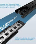 Rock Solid Eight Inch Full Extension Drawer Slides One Pair Side Mount Ball Bearing Rails showing rubber mat for smooth, quiet sliding.