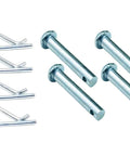 Husqvarna Replacement Kit Four Pack Clevis Pins And Four Hairpin Clips For Tiller OEM Parts, silver metal hardware