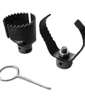 Heavy Duty Two Piece Drain Auger Attachment Set For Sink And Tub Clogs Featuring Thickened Steel Cutters And Ring Wrench in black.
