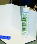 Flex 310 M HT 200 Go To High Temp HVAC Adhesive And Sealant For Ducts And Metal 10.5 Oz Cartridge and cleaner on table