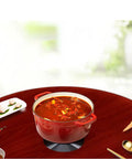 Heavy Duty Rotating Turntable Lazy Susan for Kitchen Tabletop with a red pot and side dishes on a wooden serving tray.