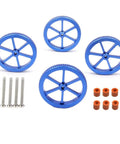 4 Pack Anodized Aluminum Hand Twist Leveling Nuts Plus Eight Silicone Heatbed Columns Solid M4 Threads Sixty Millimeter Diameter Mounts For Creality Ender Three Pro And CR10 Ready To Roll Pretty Dang Solid Upgrade Kit with blue aluminum nuts and orange silicone columns