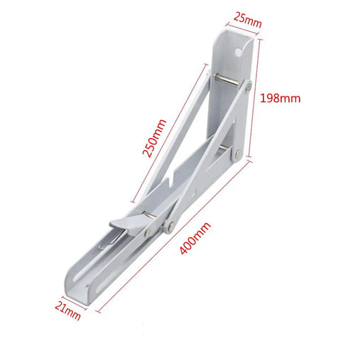 Heavy Duty Stainless Steel Shelf Brackets L Shaped Wall Support Corners With Kickass Rust Proof Finish For Kitchen And Bedroom Shelving Solid Anti Corrosion Mounting Hardware Pair close-up, dimensions 250mm by 400mm.