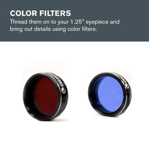 AstroMaster Beginner Friendly Eight Piece Eyepiece And Filter Kit color filters for starter telescopes with 1.25-inch eyepieces.