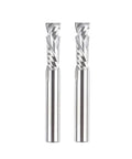 Built Tough Dual Flute Compression Carbide Router Bit For Pro Woodworking Up And Down Cutting. Two carbide bits with dual flutes.