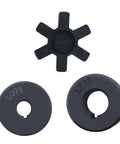 Half To Seven Eighth Inch L Jaw Coupling Set Three Piece Flexible Multi Flex Couplers Made From HT250 Steel With Buna N Rubber Spider