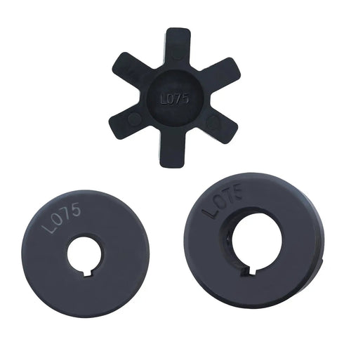 Half To Seven Eighth Inch L Jaw Coupling Set Three Piece Flexible Multi Flex Couplers Made From HT250 Steel With Buna N Rubber Spider