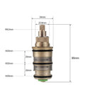 Premium Shower Thermostatic Valve Core Mixer Insert With Splined Shaft For Metal Faucet Restoration dimensions and features shown.