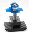4 Pack Aluminum Alloy Solar Panel Mounting Bracket Clips With Wing Nuts Heavy Duty Roof attachment hardware close-up of clip.