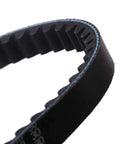 Close-up of 669-18-30 CVT Drive Belt Replacement For GY6 49cc 50cc Scooters showing teeth pattern and material texture