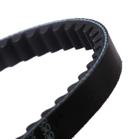 Close-up of 669-18-30 CVT Drive Belt Replacement For GY6 49cc 50cc Scooters showing teeth pattern and material texture