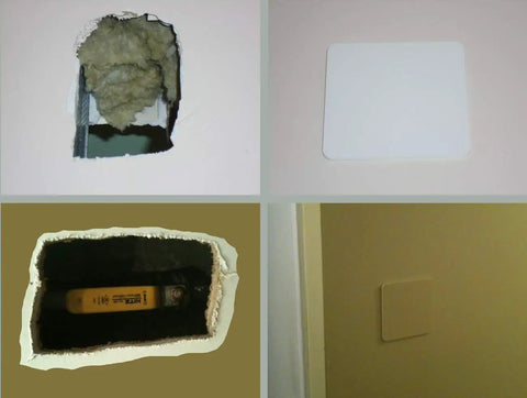 Standard Square Access Panel For Wall And Ceiling, Straight Up Easy Fix To Hide Drywall Holes, Zero Trimming Hassle Sheetrock Patch Insert, Slick Black Finish, Indoors Or Outdoors Ready, Built Like A Tank.