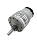 Premium Industrial Encoder Gear Motor DC 12 Volt with silver housing and shaft, designed for micro electric builds.