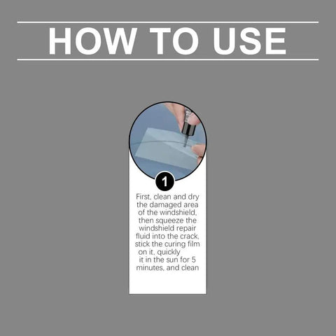 Instruction on using Windshield Crack Repair Kit For Chips And Cracks Professional Grade Glass Repair Liquid That Stops Crack Spread Instantly