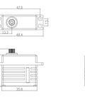 Beast Mode High Torque Brushless RC Servo Motor dimensions drawing, showing size details and configuration for easy installation.
