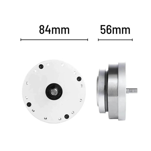 Harmonic Drive Reducer Strain Wave Gearbox HS17IV for Servo Motors, compact 84mm by 56mm design, front and side view.